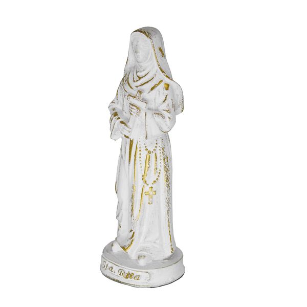 Imagem santa Rita 15cm branco com dourado