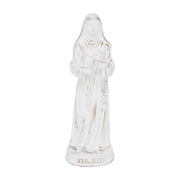Imagem santa Rita 21cm branco com dourado