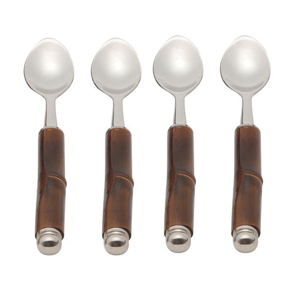 Jogo 4 colheres inox cabo bamboo escuro Wolff