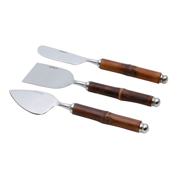 Jogo para queijo inox cabo de bamboo 3 peças Wolff