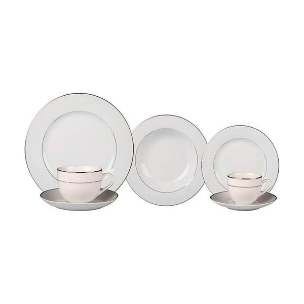 Aparelho jantar porcelana 42 peças Majestic Silver