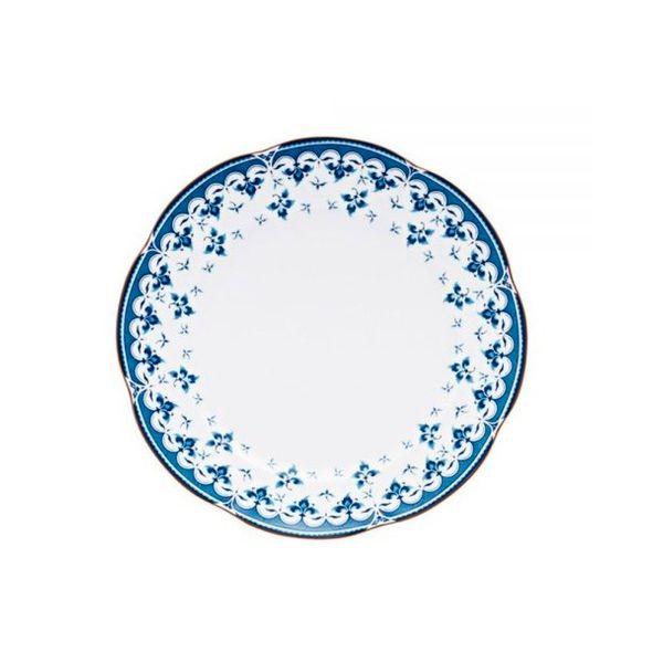 Jogo 6 pratos sobremesa porcelana 19,5cm blue Leaf Royal Bone China