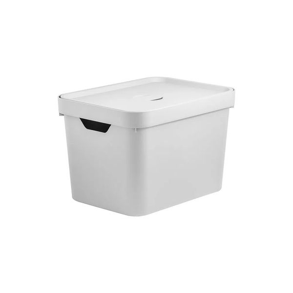 Caixa organizadora Cube média com tampa branco 18 litros 36x27x24,5cm Ou