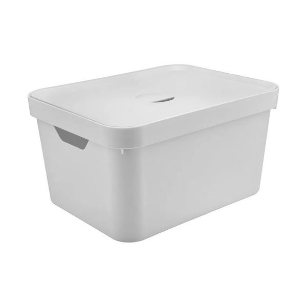 Caixa organizadora Cube grande com tampa branco 32 litros 46x36x24,5cm Ou