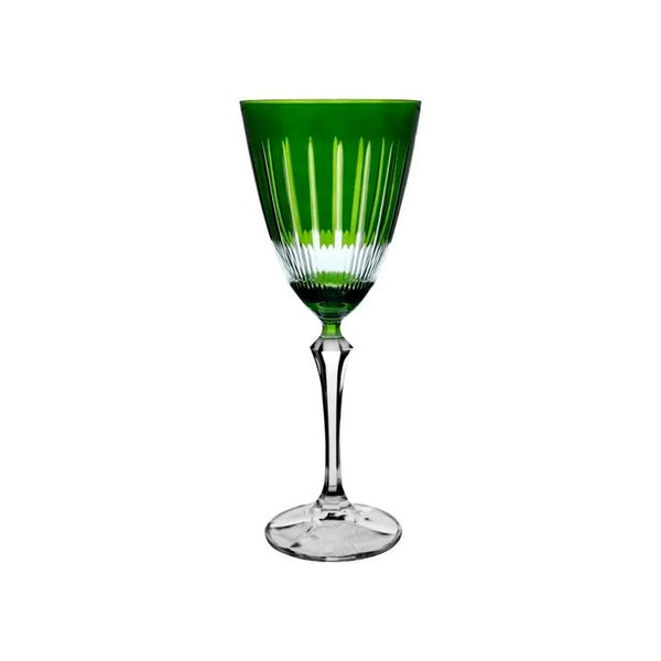 Taça água Elizabeth lapidada cristal ecológico verde 23cm 350ml