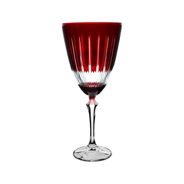 Taça água Elizabeth lapidada cristal ecológico vermelha 23cm 350ml Bohemia Taca agua Elizabeth lapidada cristal ecológico vermelha 23cm 350ml Bohemia