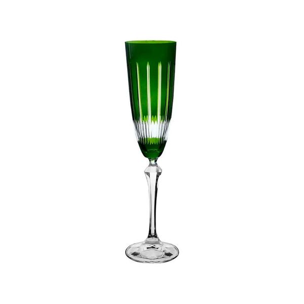 Taça champanhe Elizabeth lapidada verde 25cm 200ml Bohemia