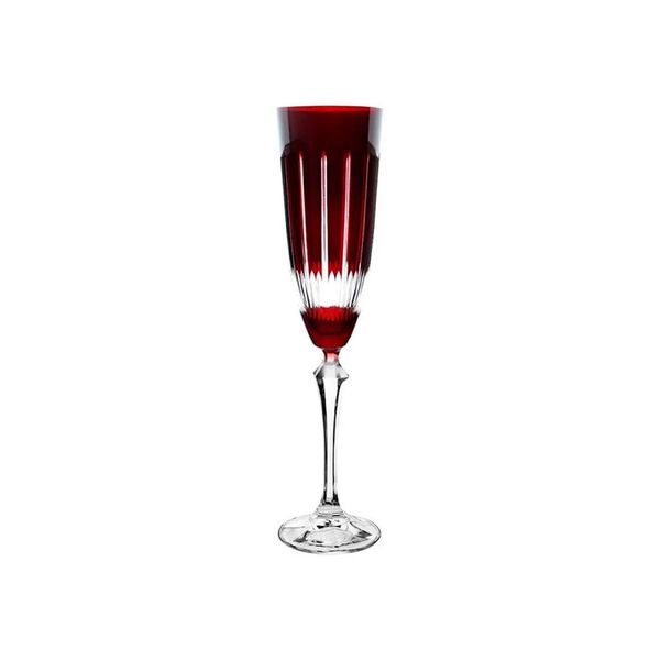 Taça champanhe Elizabeth lapidada vermelha 25cm 200ml Bohemia