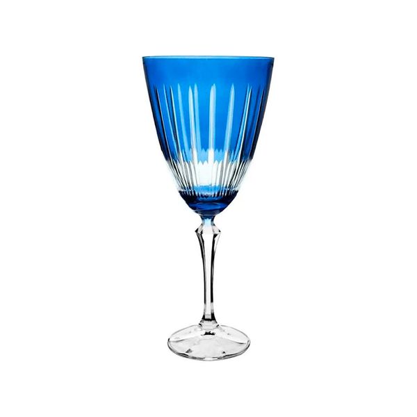 Taça para vinho tinto Elizabeth lapidada azul 22cm 250ml Bohemia
