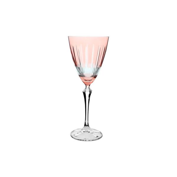 Taça para vinho tinto Elizabeth lapidada rosa 22cm 250ml Bohemia
