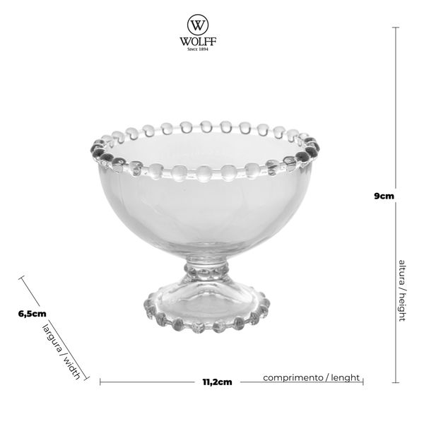 Jogo 6 taças vidro cristal chumbo sobremesa Pearl 200ml  11x9cm Wolff