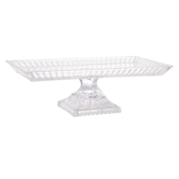 Prato para rocambole cristal com pé Lys 34x17x11cm Wolff