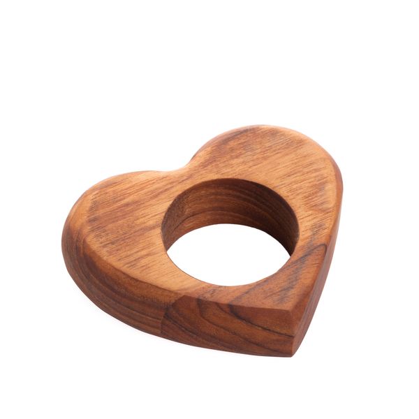 Anel para guardanapo madeira coração 9x8,5x2,5cm Woodart