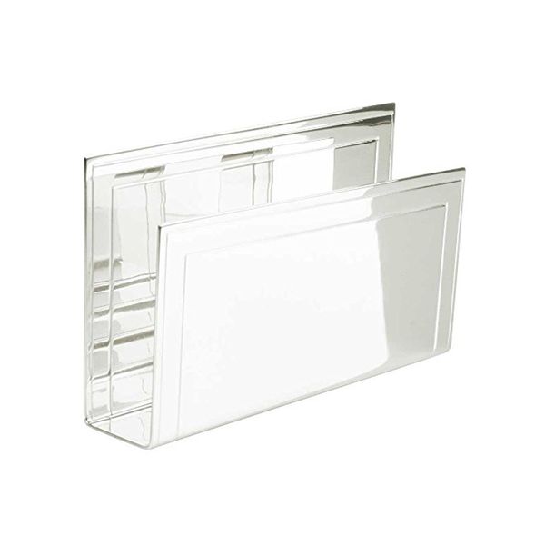 Porta Guardanapo retangular prata com friso 15x9cm St. James