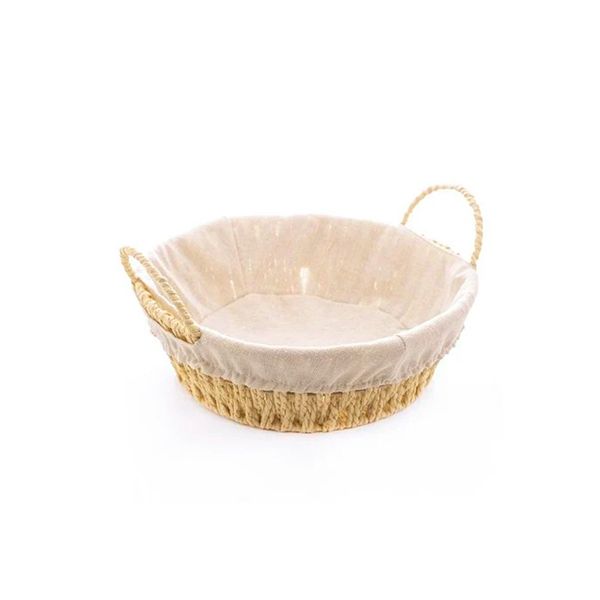 Cesta com alça em papel com forro tecido bege 24x12cm Wolff