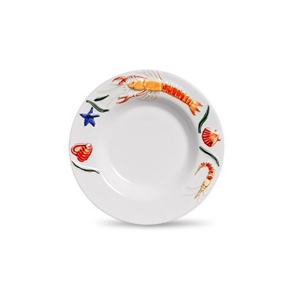 Prato raso Mar decorado cerâmica 27,5cm Scalla