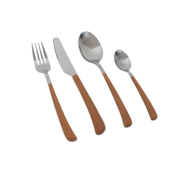 Faqueiro inox com resina bambu 24 peças