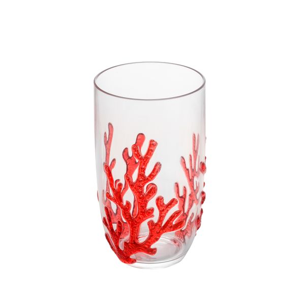Jogo 6 copos altos acrílico Coral vermelha 650ml Wolff
