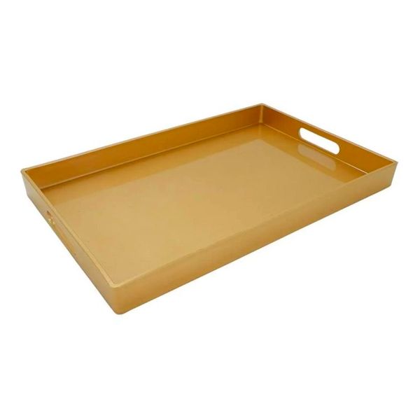 Bandeja retangula gold 46x30x4cm Mimo Style