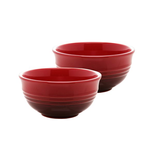 Jogo com 2 bowls cerâmica retro vermelho 14x7cm Wolff