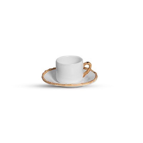 Jogo xícara para café com pires Bambu Flat 75ml 13x6cm Scalla