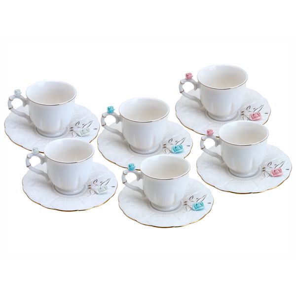Jogo de xícaras para café Fower Plate branco 6 peças 100ml Wolff