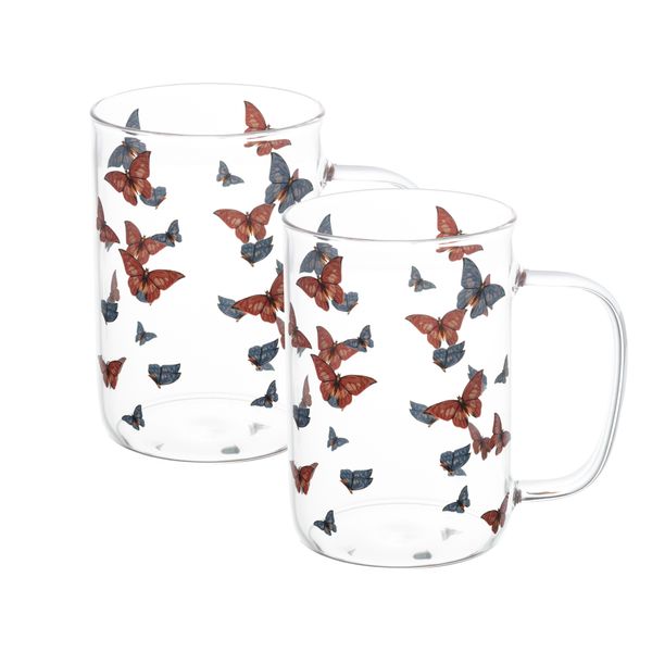 Jogo de canecas vidro Butterfly 2 peças 280ml 9x6x10cm Wolff