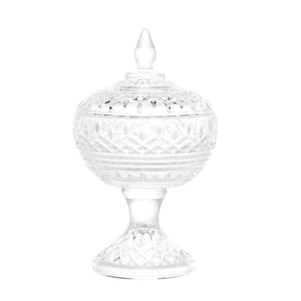 Potiche decorativa cristal com pé Lys 11x18cm Wolff