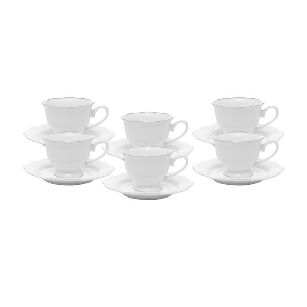 Jogo xícaras café com pires branco Maldivas 80ml 6 peças Wolff