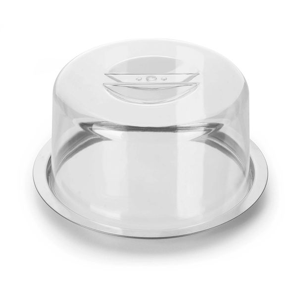Prato inox para queijo com cúpula acrílico Neo 19,5x10cm Forma