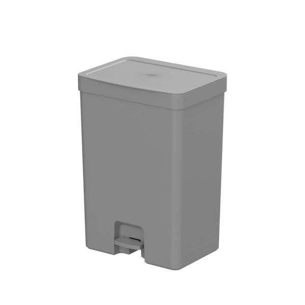 Lixeira com pedal Trium 30 litros chumbo dupla plástico 25,5x33,5x48,5cm Ou