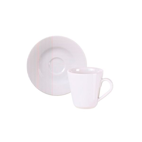 Xícara café com pires Grid decorada 70ml 13x6,5cm Tramontina