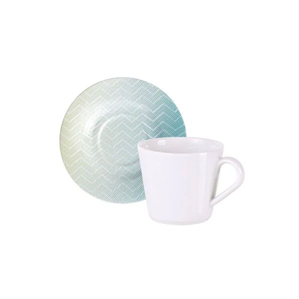 Xícara chá pires Polaris decorado 185ml porcelana 15x7,5cm Tramontina