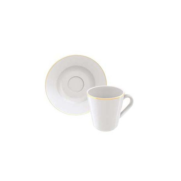 Xícara café com pires filete dourado Elisa 70ml 13x6,5cm Tramontina