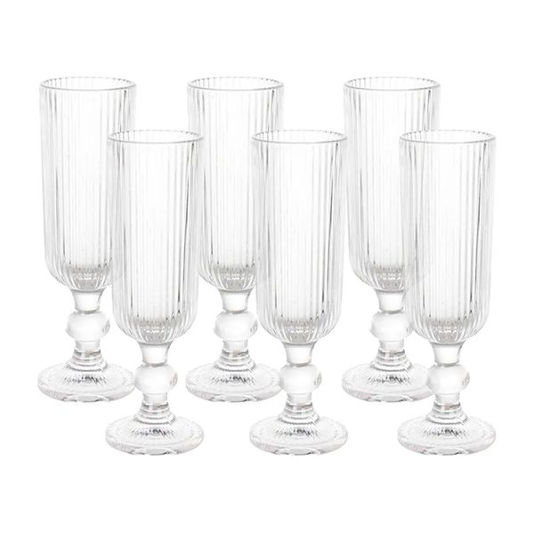 Jogo taças champagne Sleek vidro 6 peças 140ml 6x18cm Mimo Style