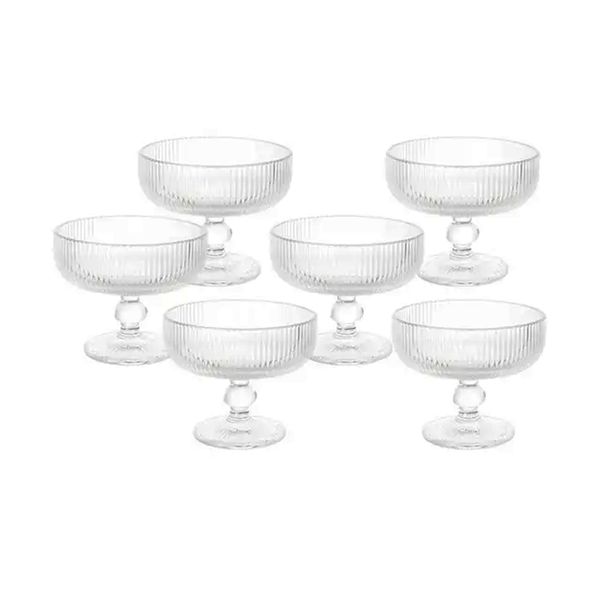 Jogo taças sobremesa Sleek 6 peças vidro 250ml 12x10cm Mimo Sttle