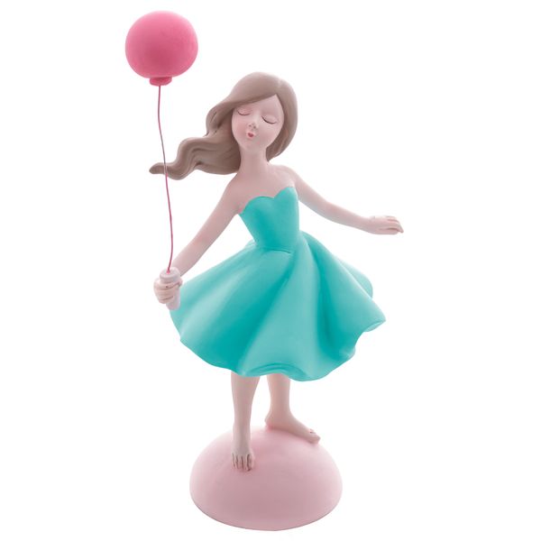 Figura decorativa boneca balão vermelho 13x8x22cm Wolff