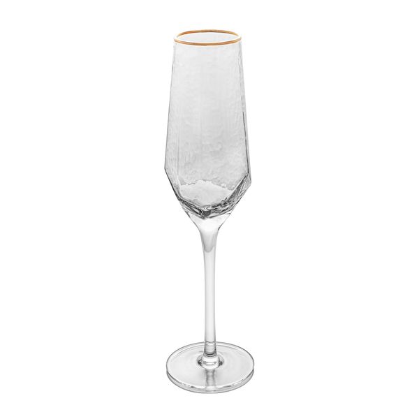 Jogo de taças champanhe 2 peças borda dourada Taj 300ml 7x28cm Wolff