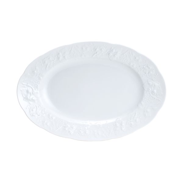 Travessa porcelana oval Limoges Vendange branca 35x24x4cm Wolff