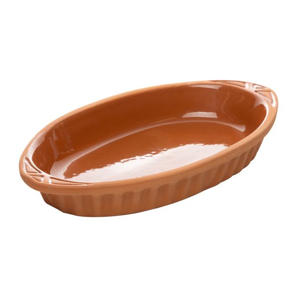 Refratário oval com alça terracota 33,5x18,5x4,5cm Wolff