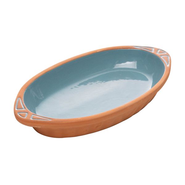 Refratário oval com alça turquesa 33,5x18,5x4,5cm Wolff